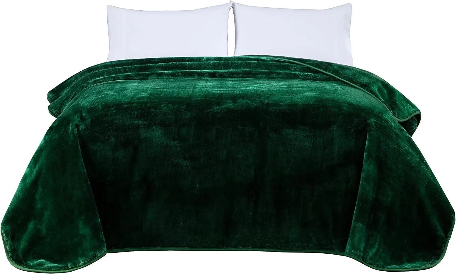 Chezmoi Collection Solid Green Bed Blanket Heavy Thick One Ply Fur Korean Mink Blanket King Size (Oversized Queen) 85"x95", 9-Pound