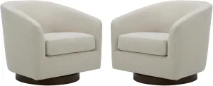 CHITA Swivel Accent Chair, FSC Certified Upholstered Fabric Barrel Chair for Living Room Set of 2, Fully Assembled, Linen