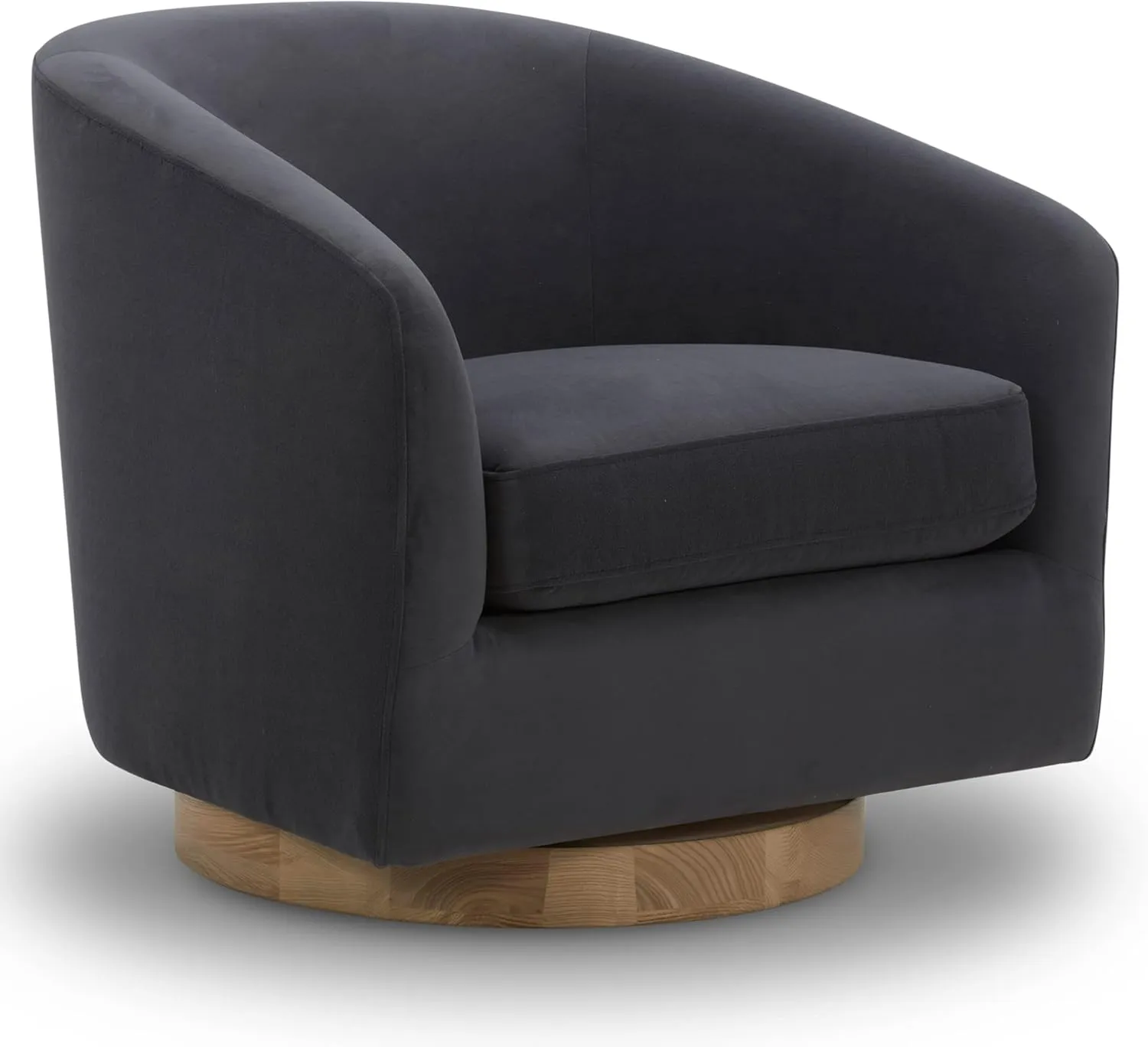 CHITA Swivel Accent Chair, FSC Certified Upholstered Velvet Barrel Chair for Living Room, Fully Assembled, Grey