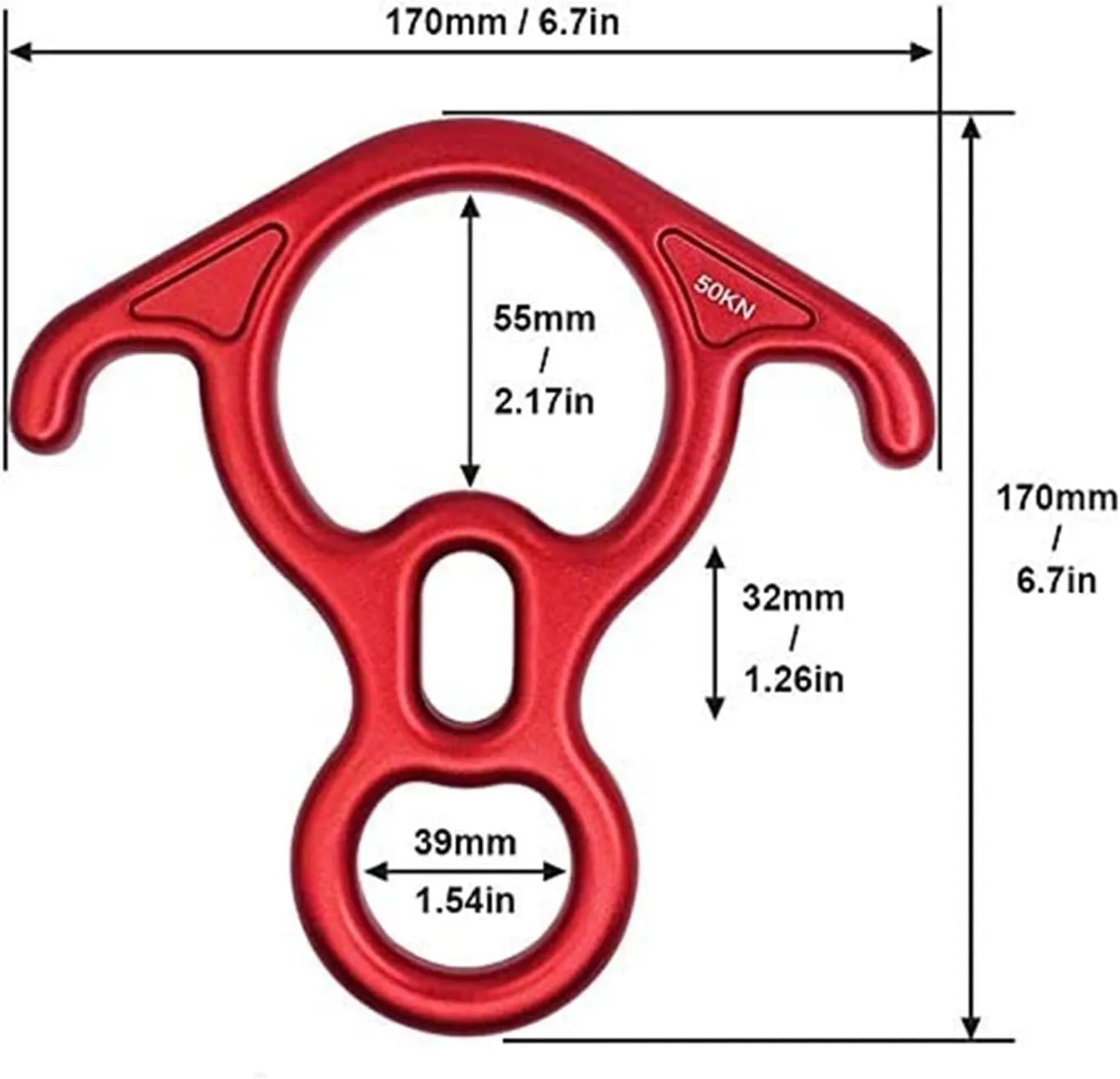 Climbing Descender Rappelling Gear, 50KN 8 Descender Large Bent-Ear Belaying and Rappelling Gear
