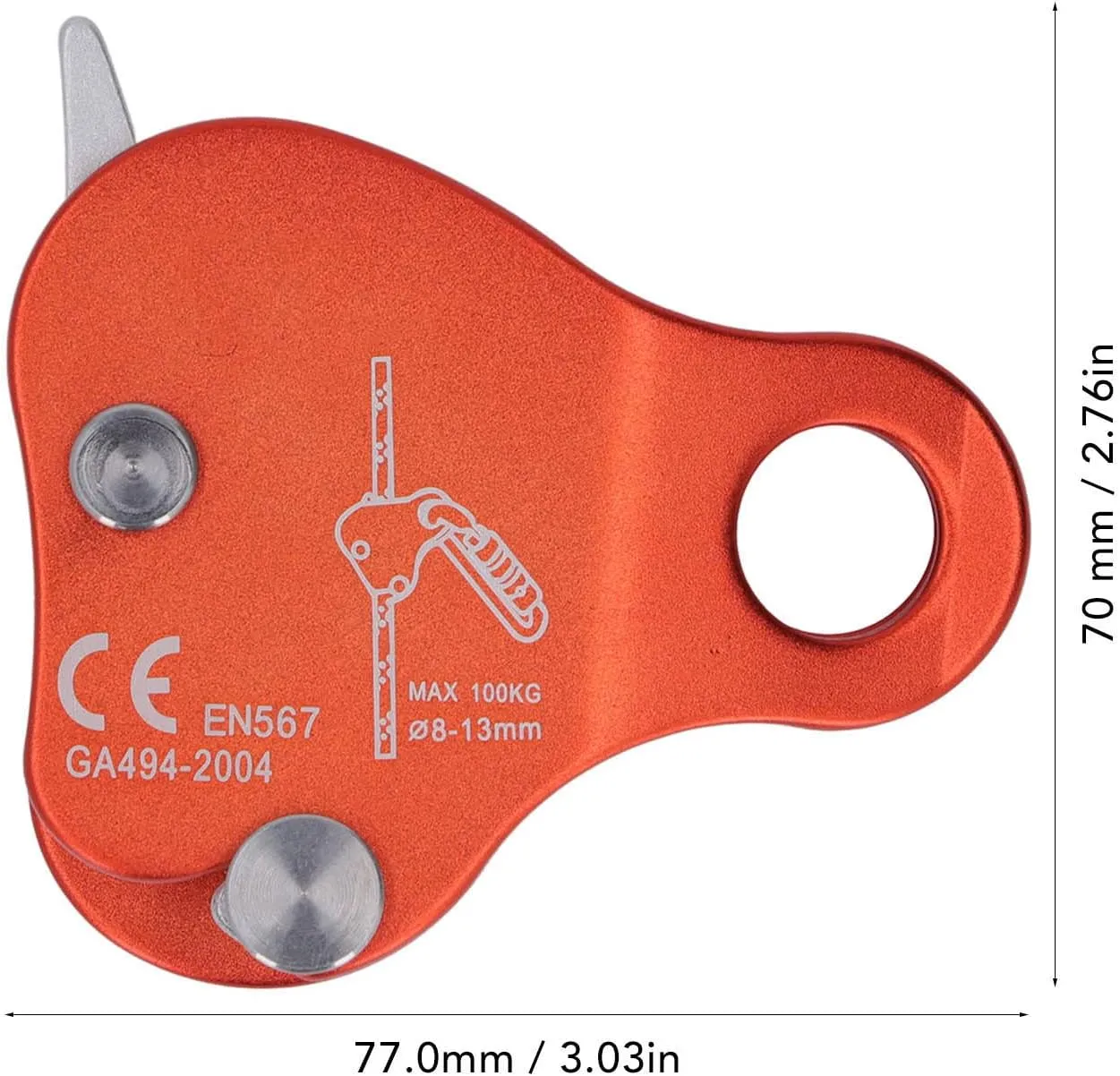 Climbing Rope Grab, Aluminum Alloy Self Locking Stop Descender 8‑13mm Climbing Rope Grab Stopper for Outdoor Climbing Mountaineering