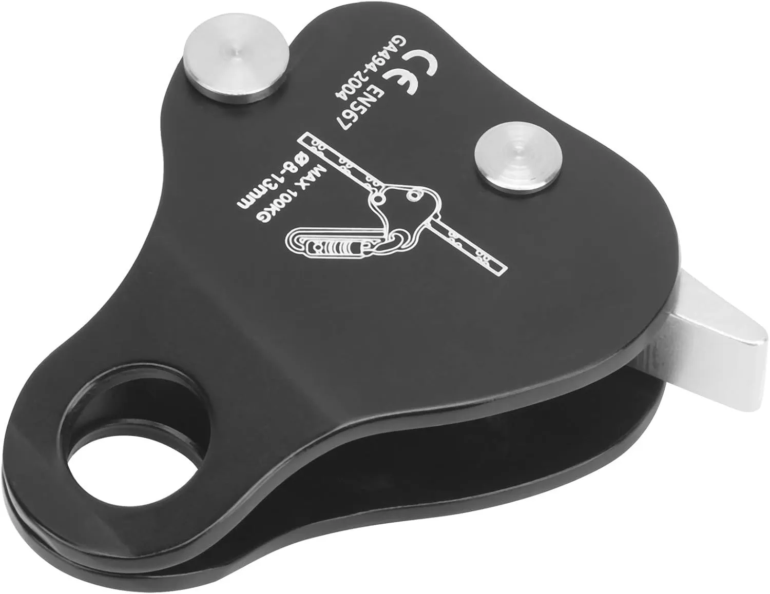 Climbing Stop Descender, Outdoor Rock Climbing Rope Grab Self Braking Clamp Device Black