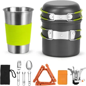Compact Camping Cookware Kit: Stove & Utensils