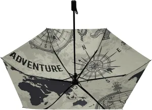 Compact Lightweight Folding Umbrella, Inner Print Sun Parasol with UV Protection, Strong Portable Travel Rain Umbrella