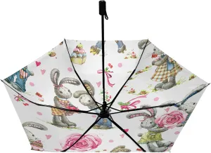 Compact Lightweight Folding Umbrella, Inner Print Sun Parasol with UV Protection, Strong Portable Travel Rain Umbrella