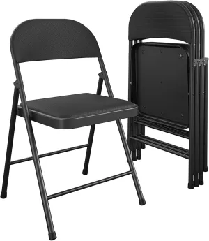 Cosco SmartFold® Fabric Folding Chair, 4-Pack, Black