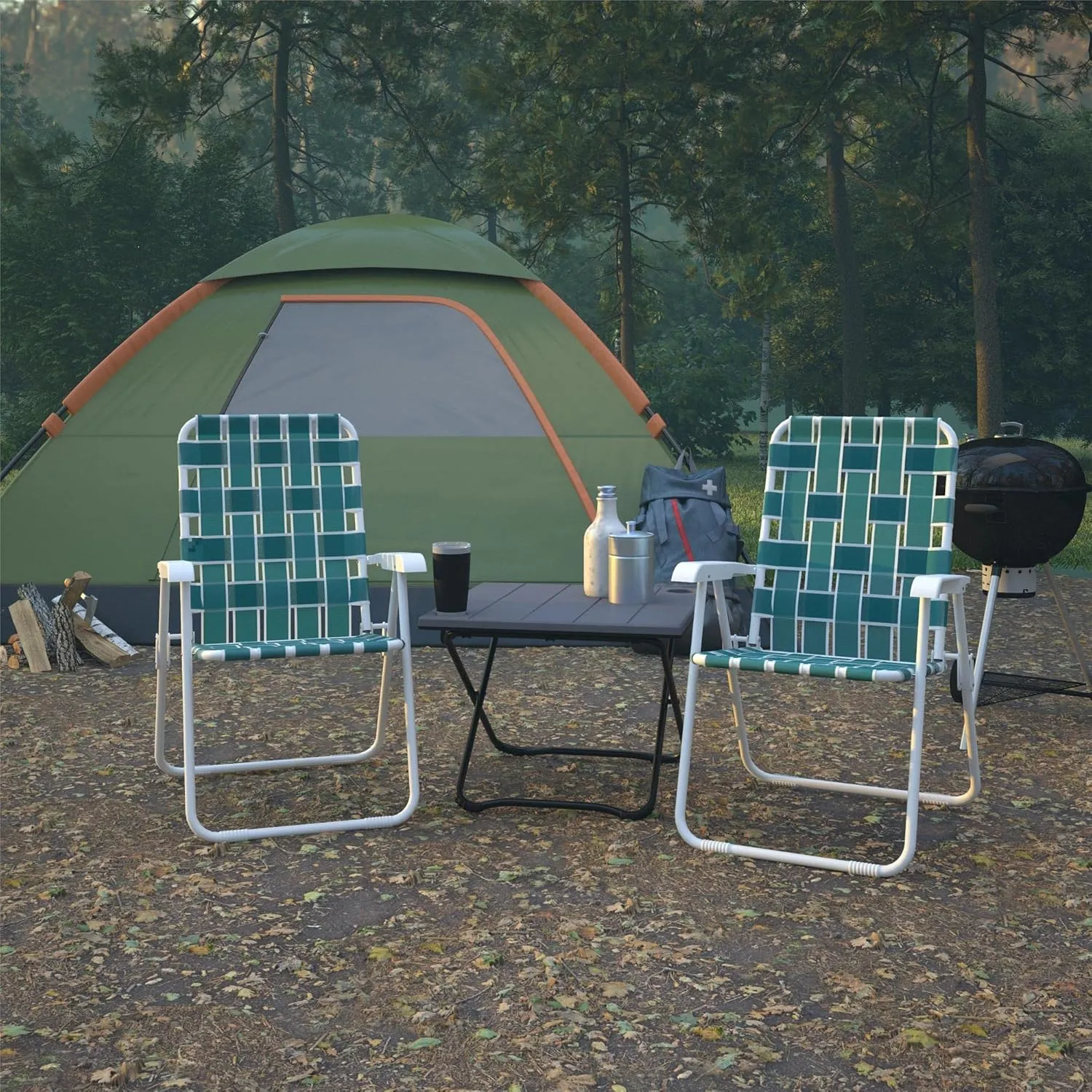 CoscoProducts Folding Lawn Chairs, 2-Pack, Teal