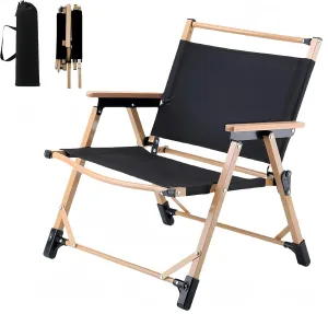 Croyvine Portable Folding Quad Arm Chair with Carry Bag-Heavy Duty Camping Chair 350 lbs Capacity, Lightweight Outdoor Collapsible Design for Beach, Hiking, Picnics, Sports & Tailgating (Black)