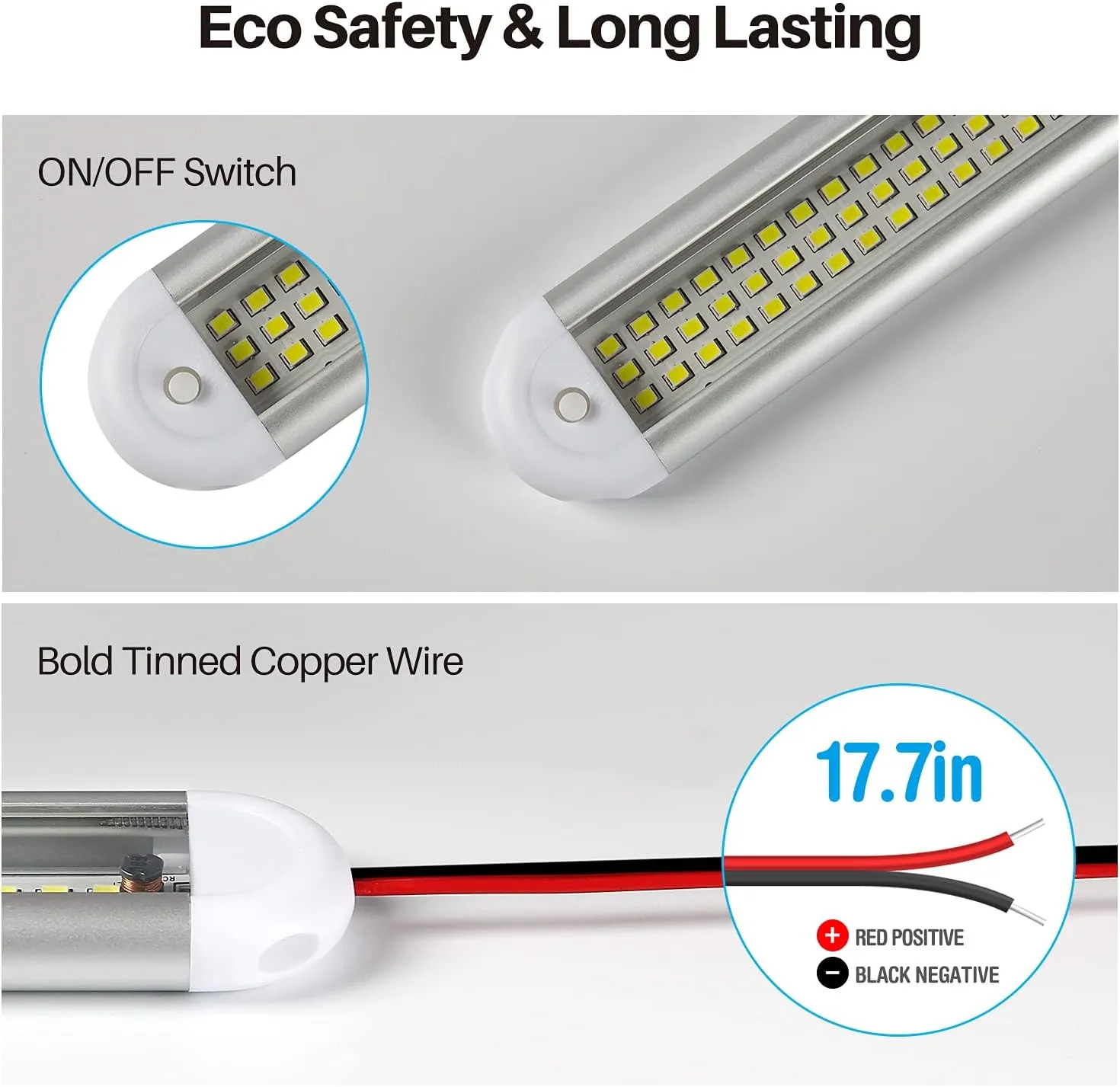 CT CAPETRONIX 12v LED Interior Light Bar, 120LEDs 1500LM 8W DC 12 Volt led Strip Lights with ON/Off Switch, for Enclosed Cargo Trailer, Car RV Van Truck Lorry Camper Boat Caravan Motorhome (8Pack)