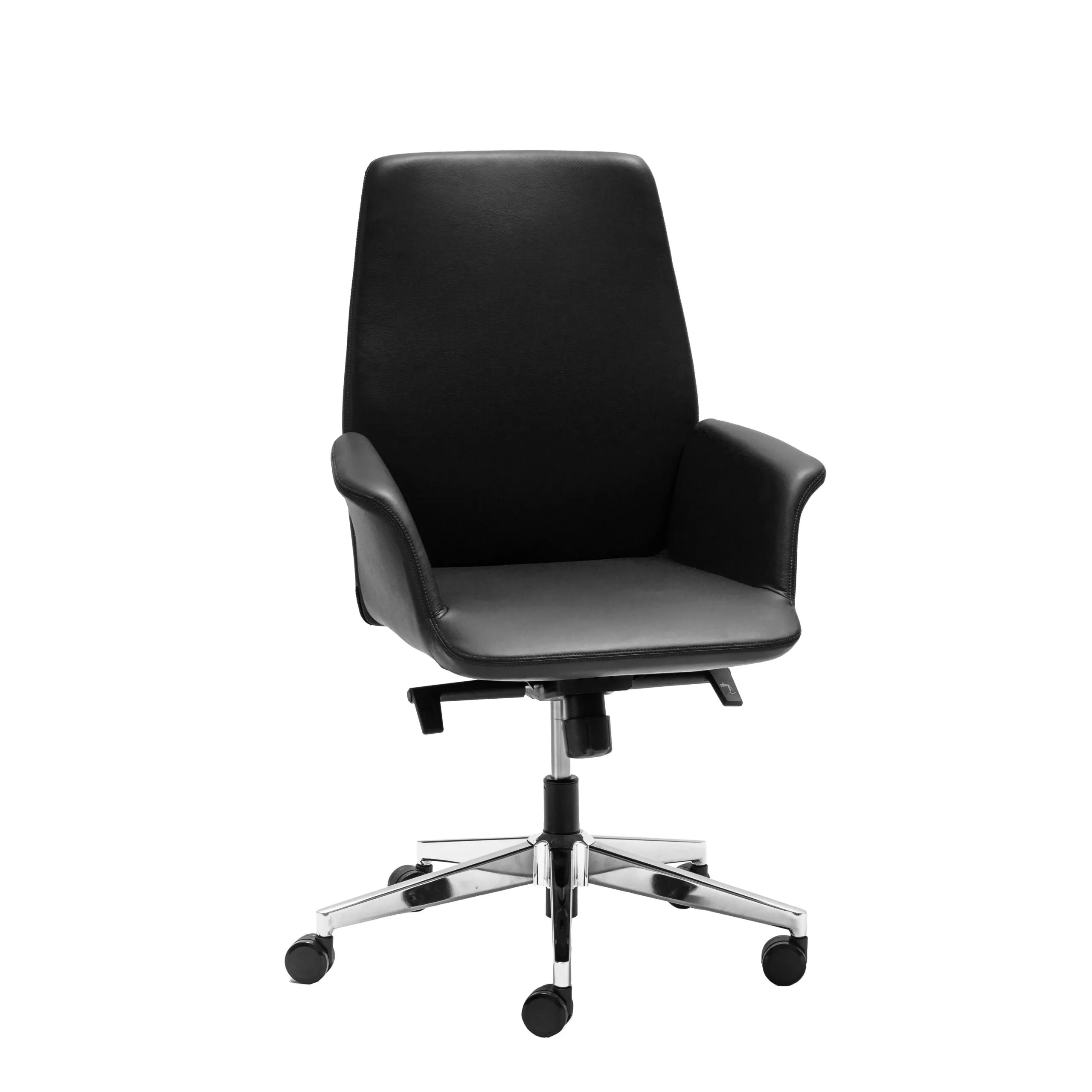 Daroc Medium Back Leather Office Chair - Black
