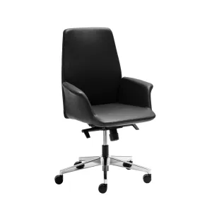 Daroc Medium Back Leather Office Chair - Black