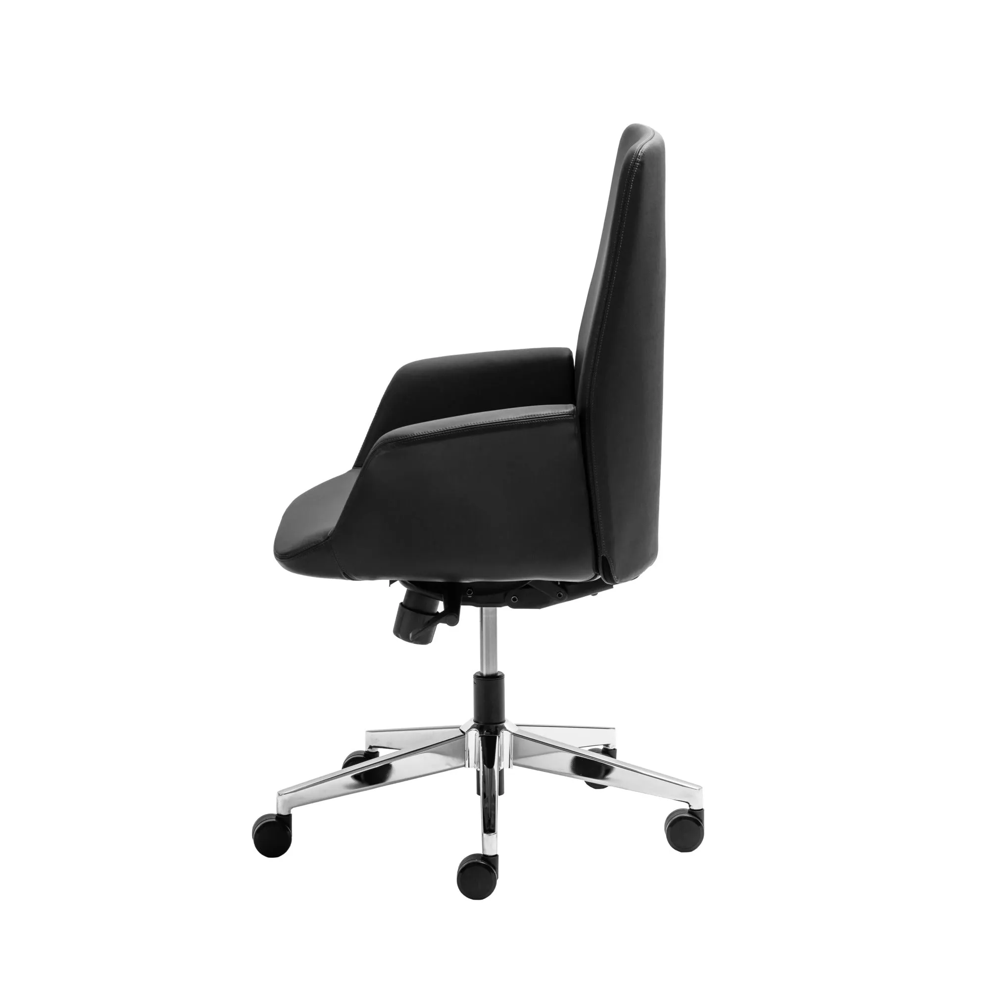Daroc Medium Back Leather Office Chair - Black