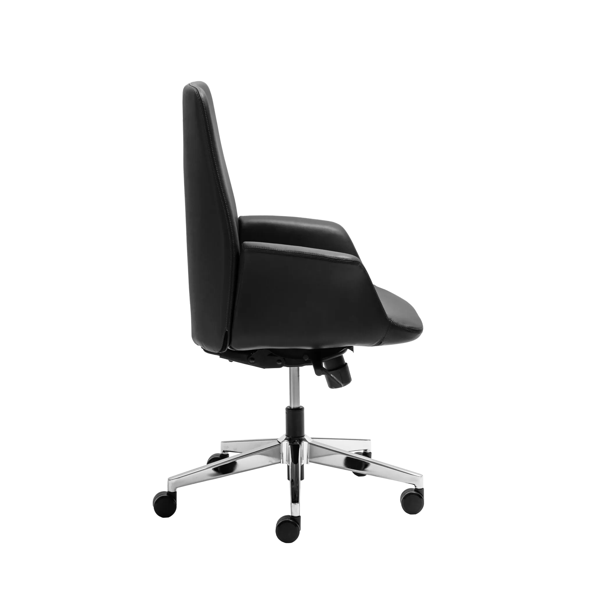 Daroc Medium Back Leather Office Chair - Black