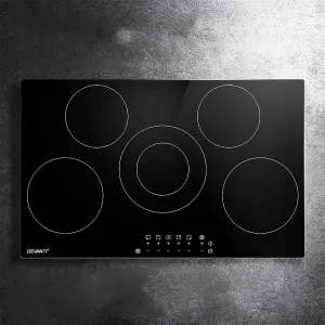Devanti 90cm Ceramic Cooktop Electric Cook Top 5 Burner Stove Hob Touch Control 6-Zones