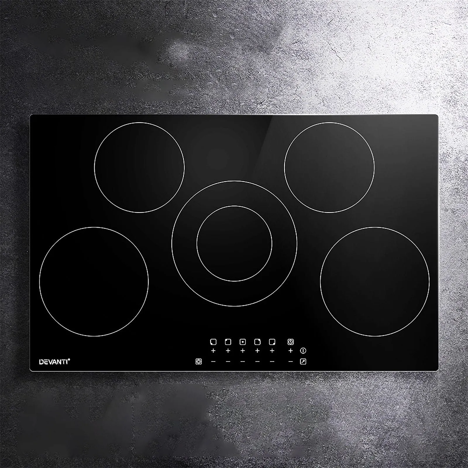 Devanti 90cm Ceramic Cooktop Electric Cook Top 5 Burner Stove Hob Touch Control 6-Zones