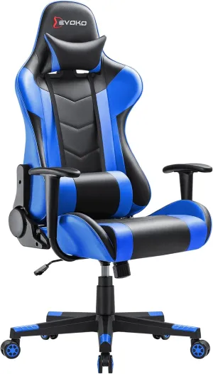 Devoko Ergonomic Gaming Chair Racing Style Adjustable Height High Back PC Computer Chair with Headrest and Lumbar Support Executive Office Chair (Blue)