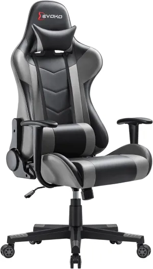 Devoko Ergonomic Gaming Chair Racing Style Adjustable Height High Back PC Computer Chair with Headrest and Lumbar Support Executive Office Chair (Grey)