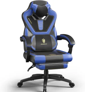 Dowinx Gaming Chair with Footrest, Big and Tall Gaming Chair for Heavy People, Gamer Chair for Adult with Massage (Blue)