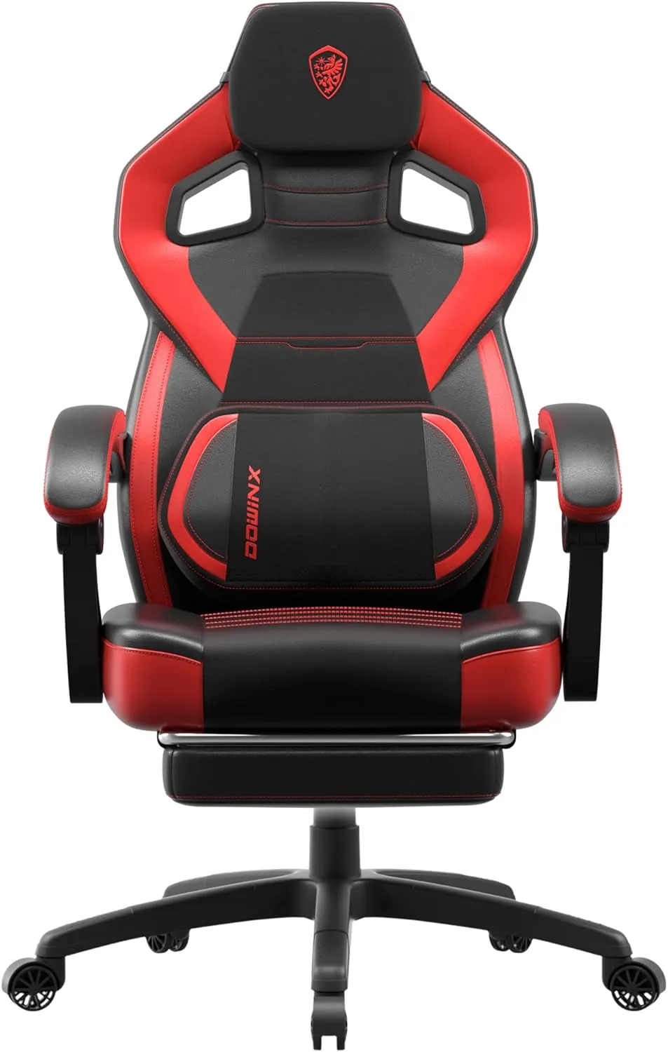 Dowinx Gaming Chair with Footrest, Big and Tall Gaming Chair for Heavy People, Gamer Chair for Adult with Massage, Ergonomic Gaming Chair with headrest, Computer Game Chair for 200lbs, Red