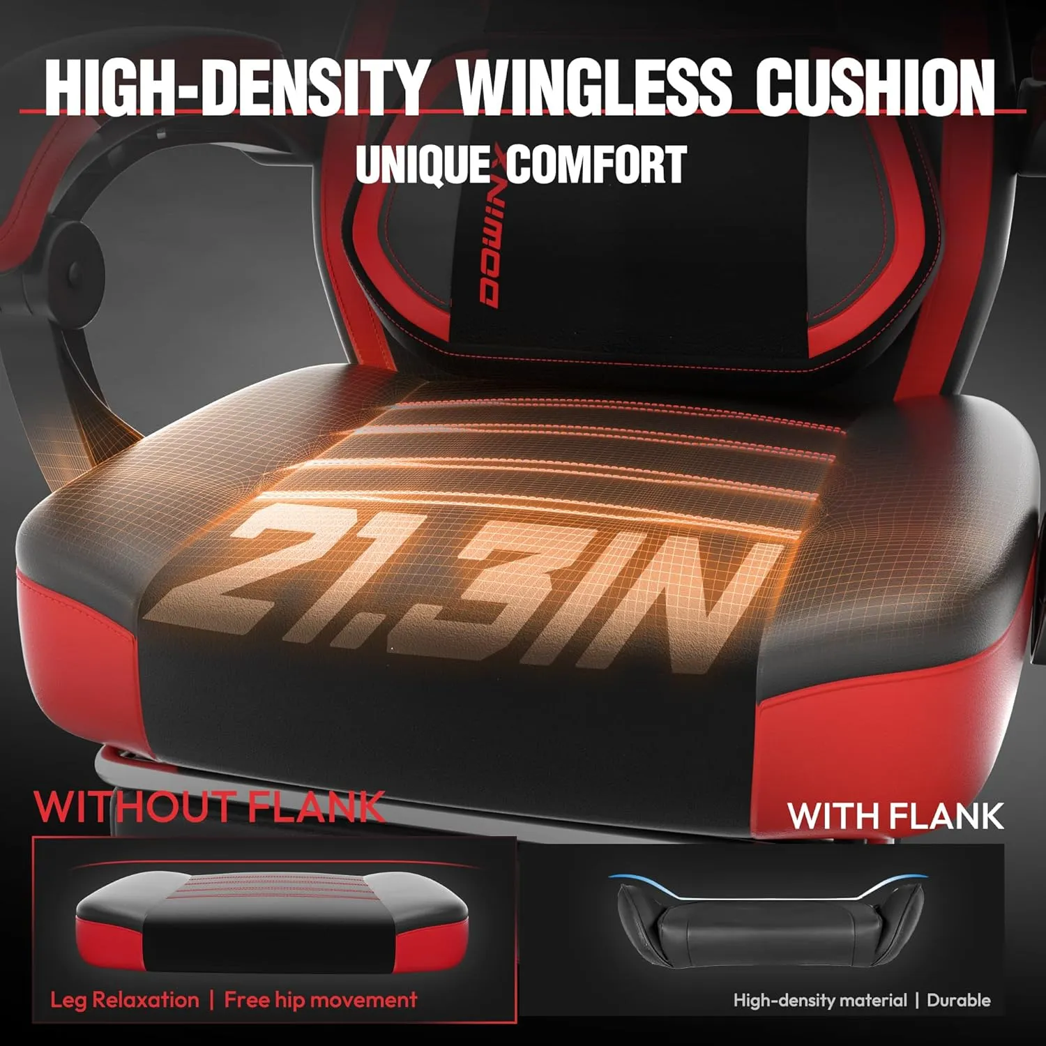 Dowinx Gaming Chair with Footrest, Big and Tall Gaming Chair for Heavy People, Gamer Chair for Adult with Massage, Ergonomic Gaming Chair with headrest, Computer Game Chair for 200lbs, Red