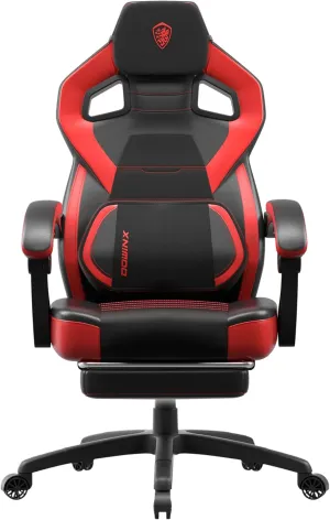 Dowinx Gaming Chair with Footrest, Big and Tall Gaming Chair for Heavy People, Gamer Chair for Adult with Massage, Ergonomic Gaming Chair with headrest, Computer Game Chair for 200lbs, Red