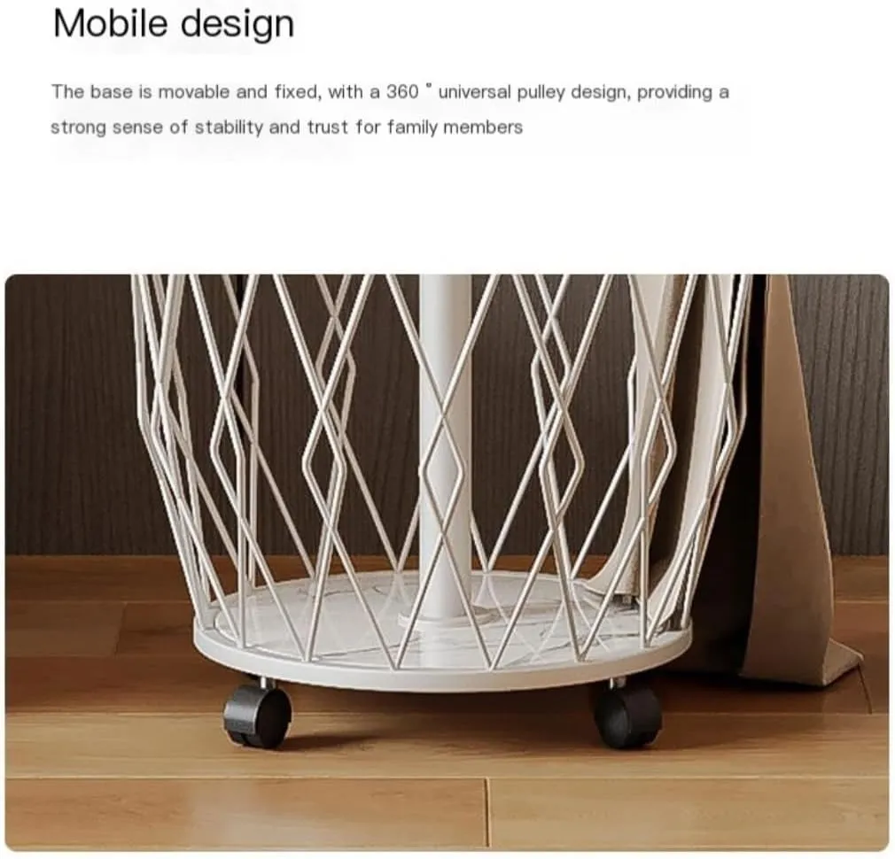 Drying Racks Wheeled Coat Rack Bedroom Clothes Rack Floor-Standing Mobile Clothes Rack Dirty Clothes Basket Storage Clothes Rail Pole,Black-A