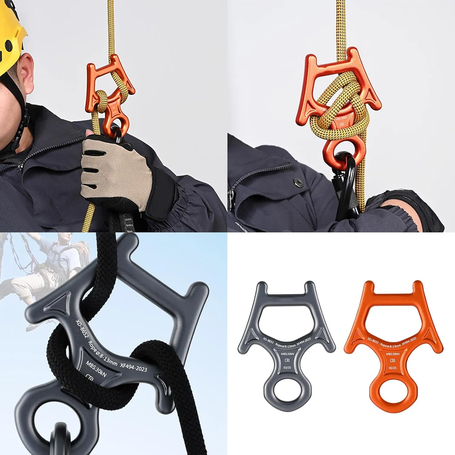 Efficient Climbing Descender High Strengths Aluminum Alloys Figures 8 Descender for Climbing and High Altitudes Tasks