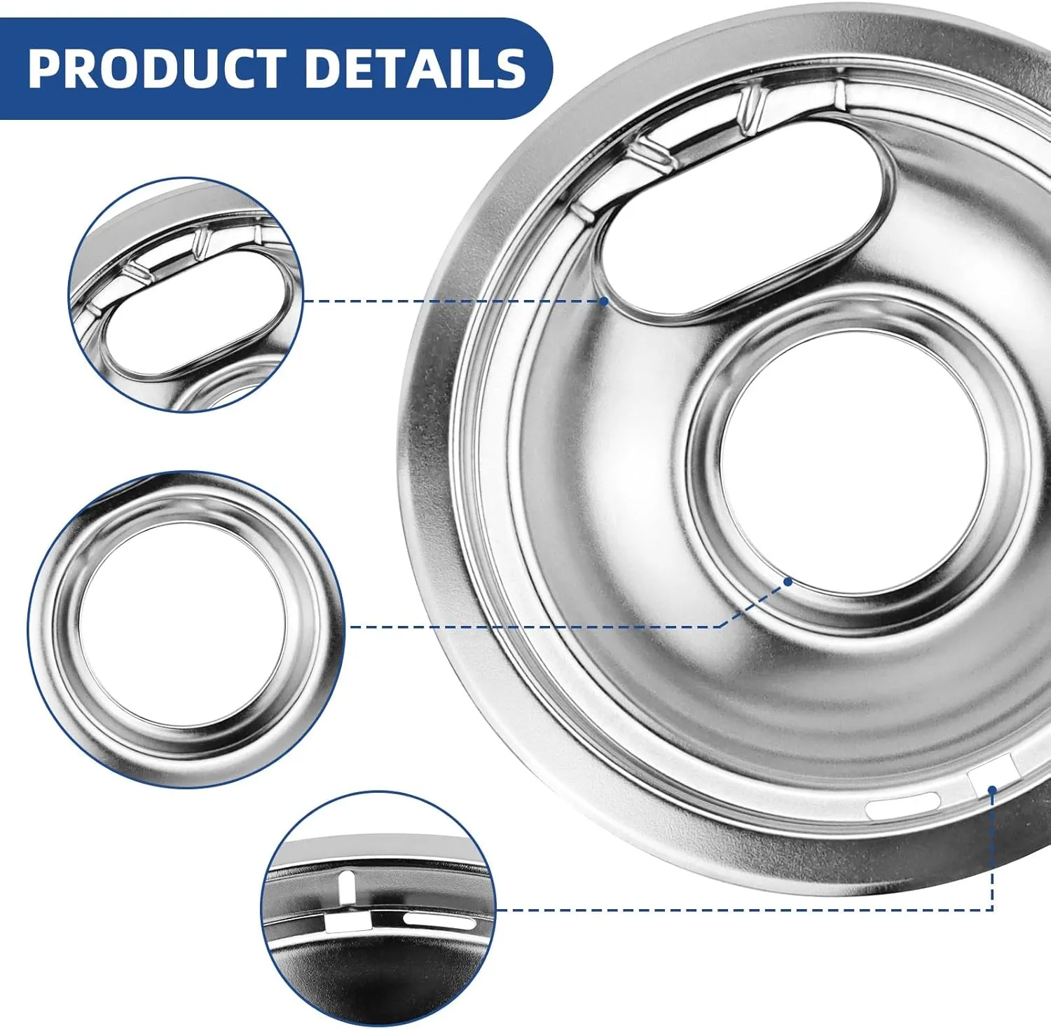 Electric Stove Burner Drip Pans W10196405(8”) and W10196406(6”) Electric Stove Top Burner MP15YA(6") MP21YA(8") Compatible for Whirl-pool Ken-more May-tag Ama-na etc by MIFLUS