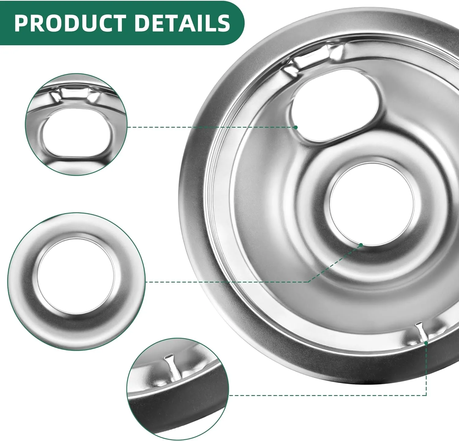 Electric Stove Burner Drip Pans WB31T10010(6") WB31T10011(8") Electric Stove Burner Replacement WB30M1(6") and WB30M2(8") Compatible for G-E Hot-point Ken-more Electric Range by MIFLUS