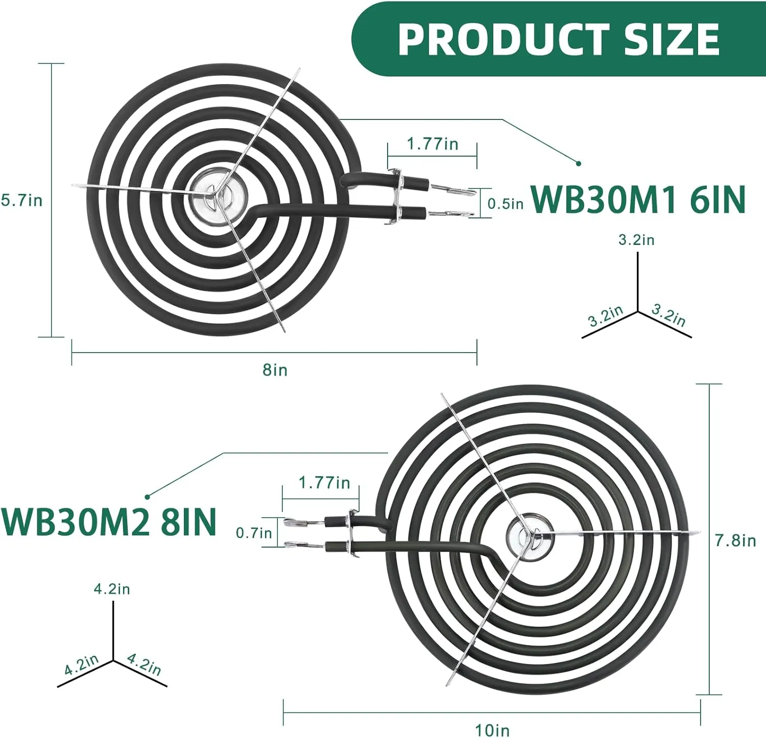 Electric Stove Burner Drip Pans WB31T10010(6") WB31T10011(8") Electric Stove Burner Replacement WB30M1(6") and WB30M2(8") Compatible for G-E Hot-point Ken-more Electric Range by MIFLUS