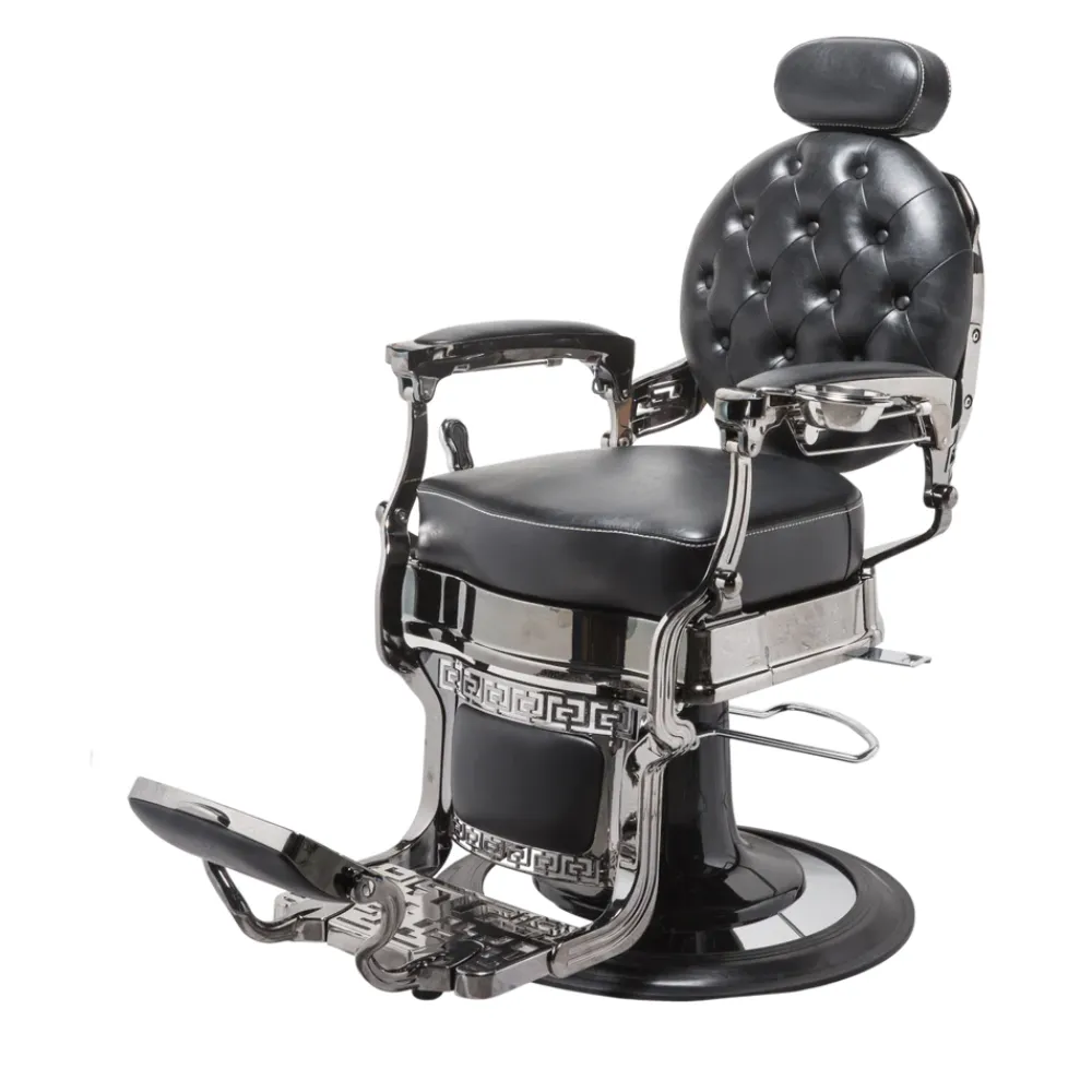 Elite Heavy-Duty Barber Chair – Midnight Black & Chrome Finish
