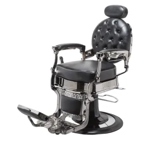 Elite Heavy-Duty Barber Chair – Midnight Black & Chrome Finish