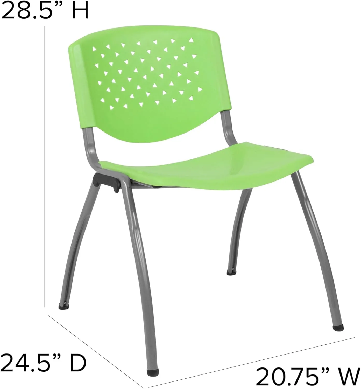 EMMA   OLIVER Home and Office Green Plastic Stack Chair with Perforated Back - Guest Chair