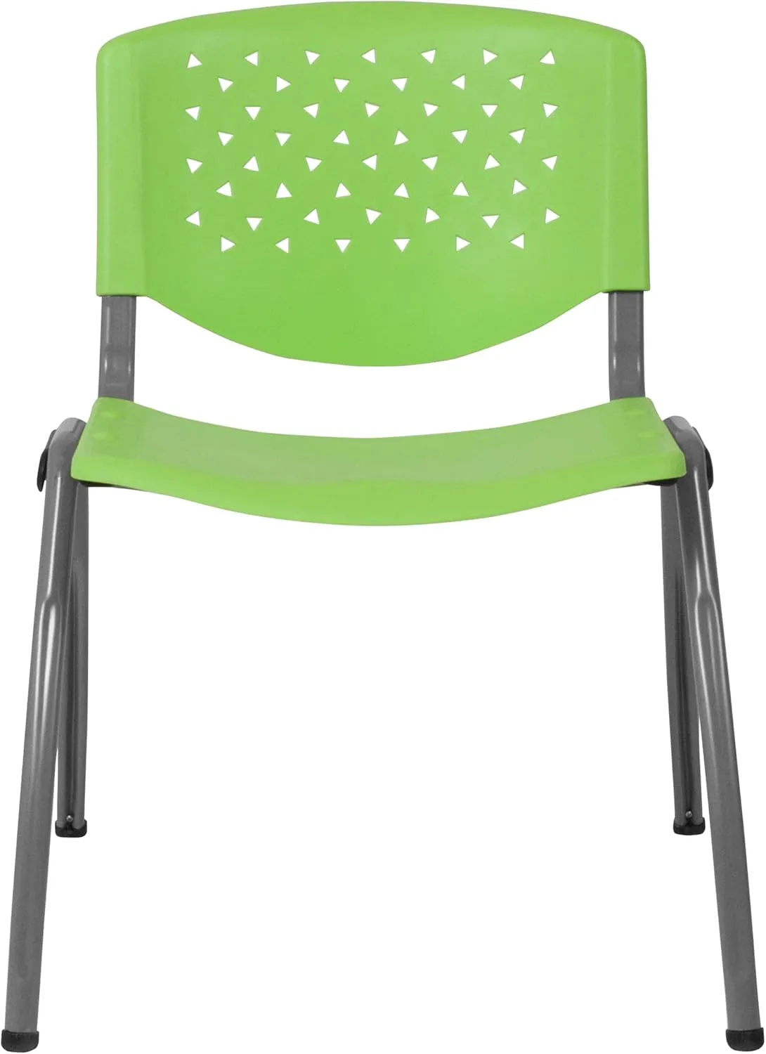 EMMA   OLIVER Home and Office Green Plastic Stack Chair with Perforated Back - Guest Chair