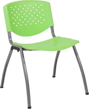 EMMA   OLIVER Home and Office Green Plastic Stack Chair with Perforated Back - Guest Chair