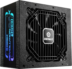 ENERMAX Revolution D.F. X 1200W Full Modular ARGB Power Supply 140mm - ATX 3.0 & PCIe 5.0 Compliant – ARGB Side Panel - 600W 12VHPWR Cable - 80 Plus Gold - 100% Jap Capacitors - Semi-Fanless Tech