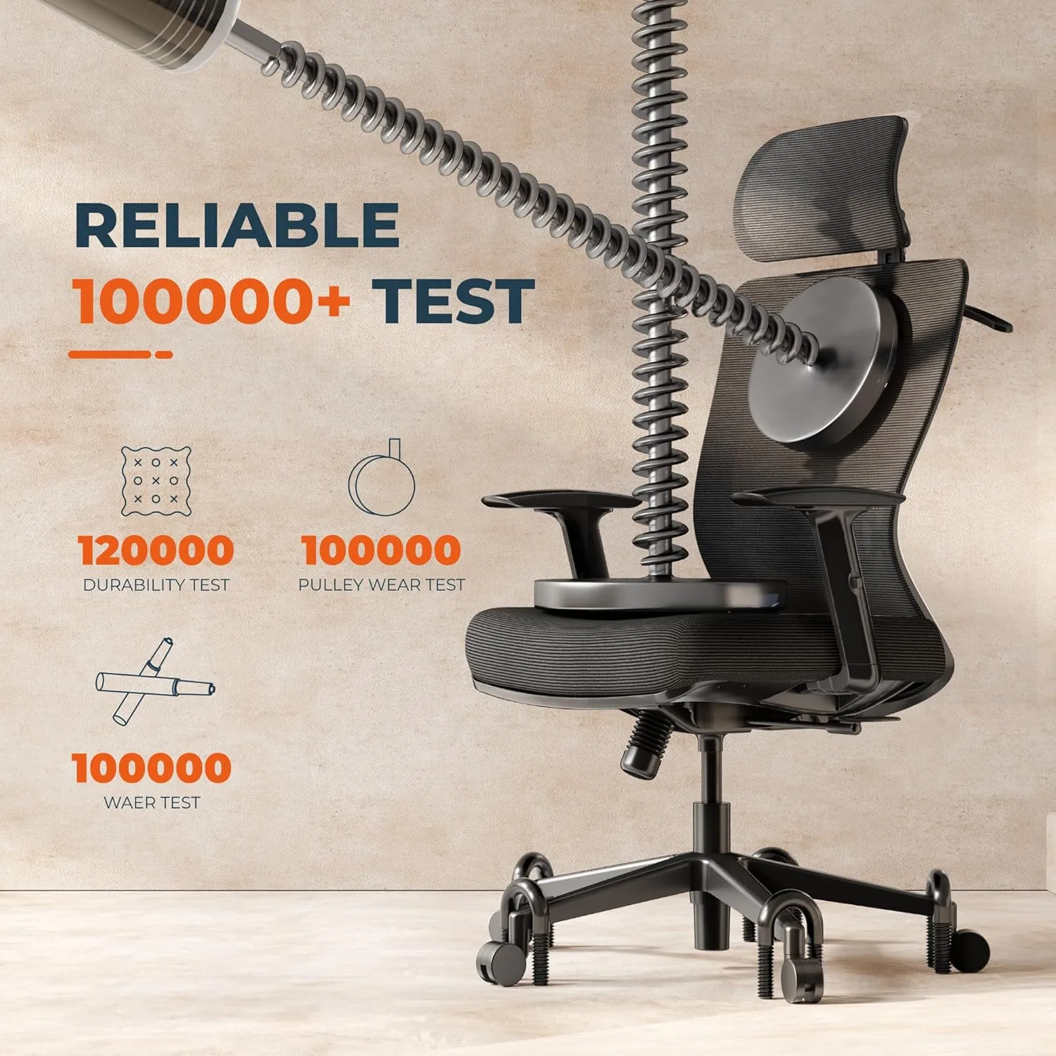 ErgoChair Pro Ergonomic Office Chair, Swivel Computer Chair, Home Office Desk Chairs， with Lumbar Support/2D Headrest/300lbs Heavy Duty/Lockable Back,Comfy Foam Seat Cushion,Black