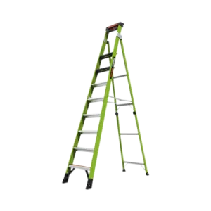 Escalera de 3.05 m Capacidad máxima de 170 Kg, inclinada, de fibra de vidrio con almohadilla de pared giratoria.