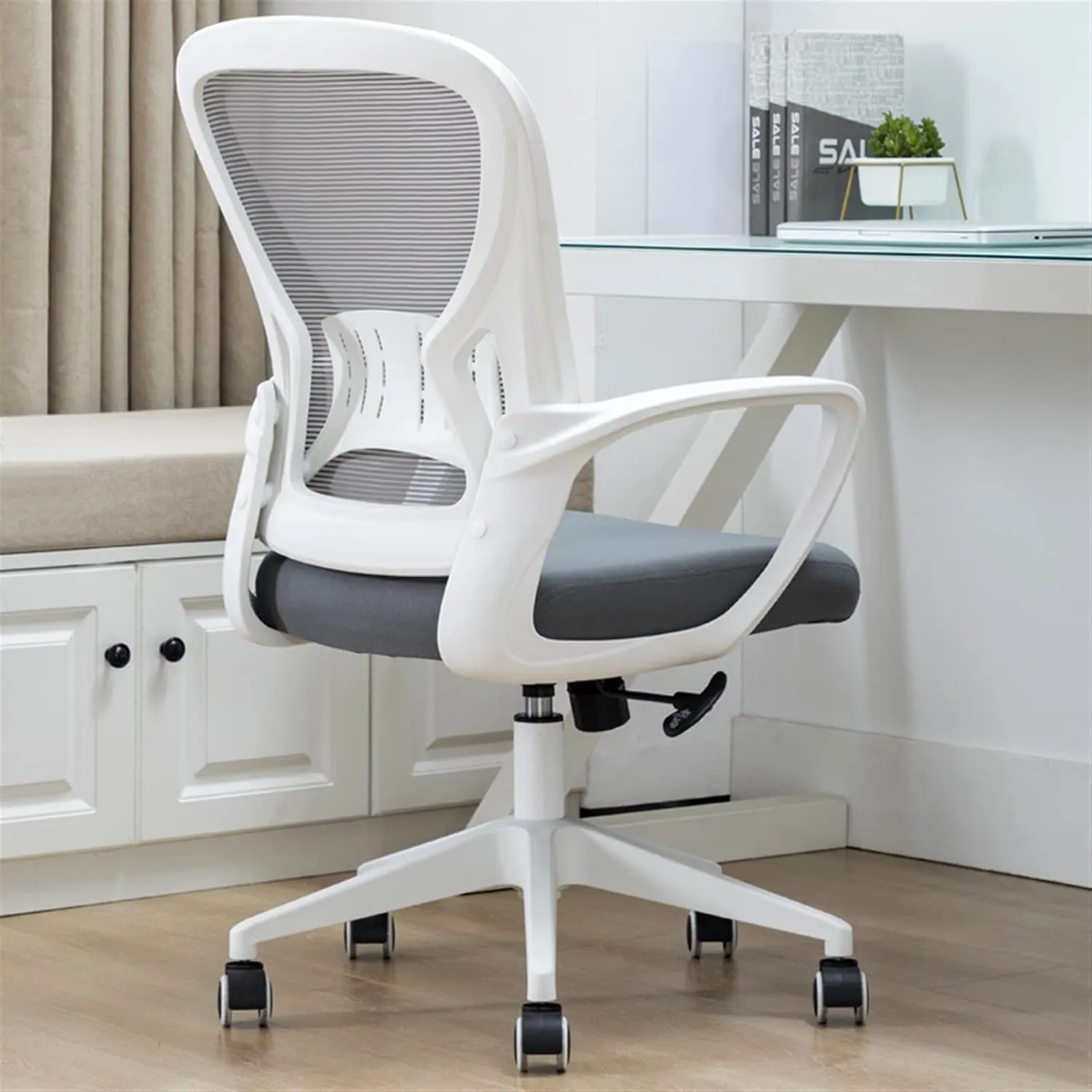 Executive Desk Chair Ergonomic Office Chair Desk Chair Breathable Mesh Back PC Chair with Lumbar Support Arms Adjustable Swivel Rolling Task Mid Back Executive Chair Office Chair (Color : A)