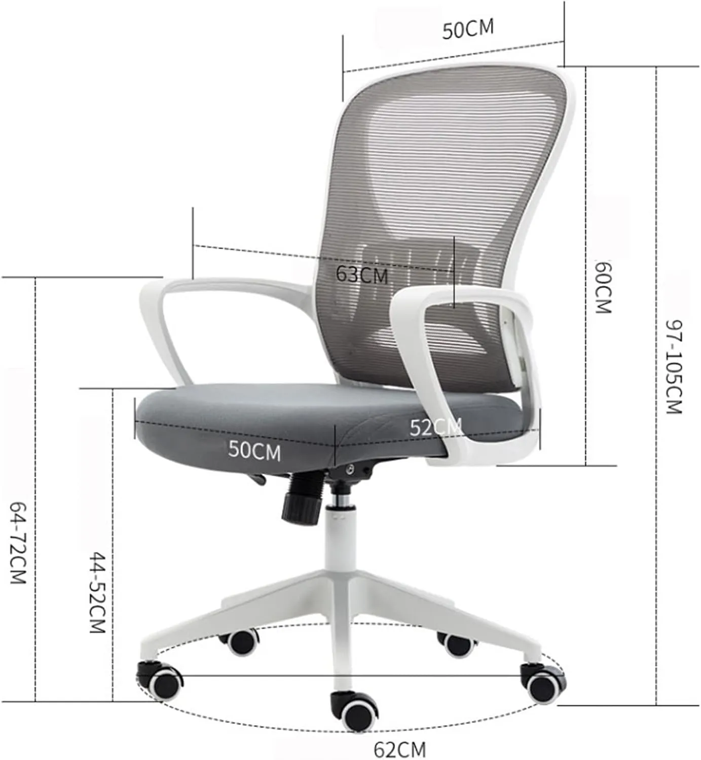 Executive Desk Chair Ergonomic Office Chair Desk Chair Breathable Mesh Back PC Chair with Lumbar Support Arms Adjustable Swivel Rolling Task Mid Back Executive Chair Office Chair (Color : A)