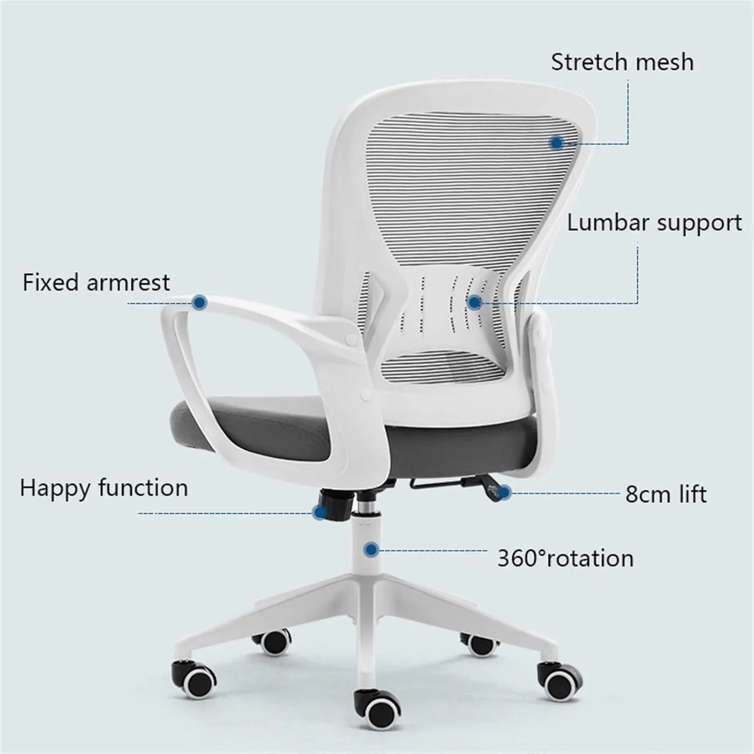 Executive Desk Chair Ergonomic Office Chair Desk Chair Breathable Mesh Back PC Chair with Lumbar Support Arms Adjustable Swivel Rolling Task Mid Back Executive Chair Office Chair (Color : B)