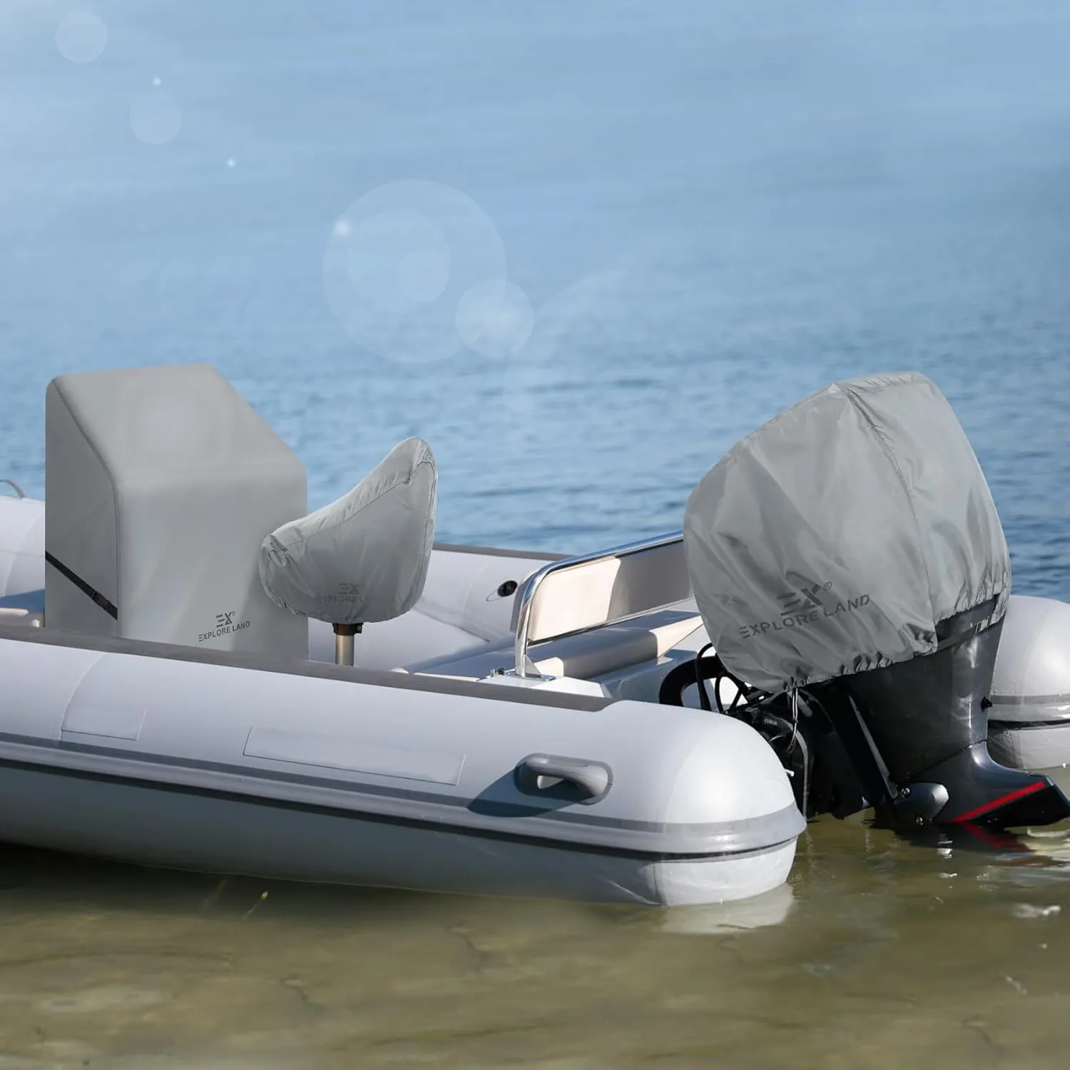Explore Land Boat Captain Chair Cover - Waterproof 600D Heavy Duty Pedestal Pontoon Captain Bucket Boat Seat Cover 2 Pack - 24W x 22D x 24H inch, Grey