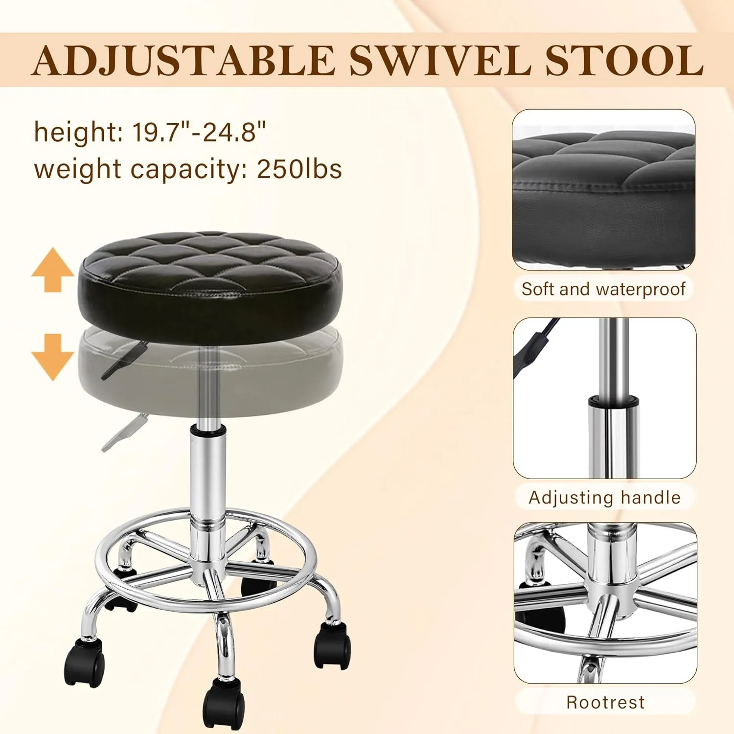 Facial Tattoo Chair, Hydraulic Esthetician Bed with Rolling Stool, Extended Head Spa Tattoo Artist Massage Table 360° Swivel Salon Beauty Spa Equipment w/Removable Armrests, Black