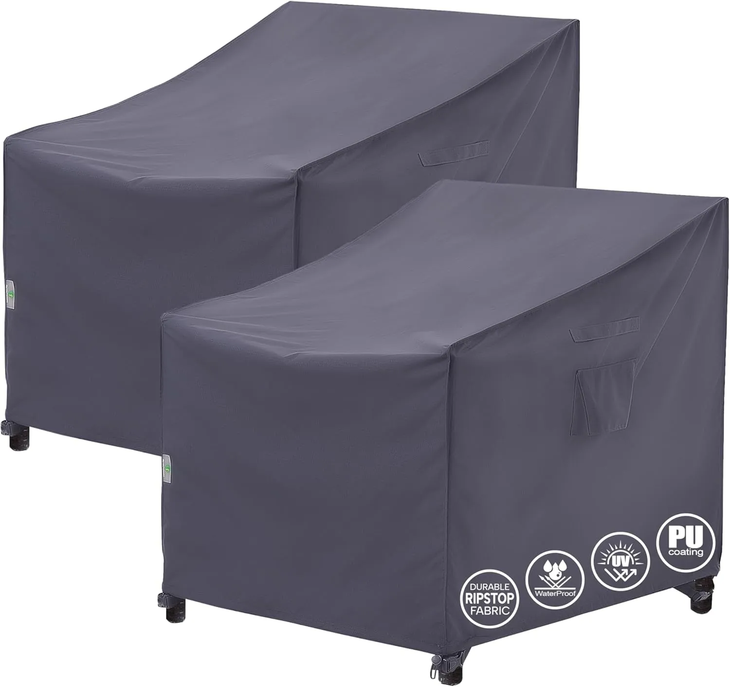 F&J Outdoors Patio Adirondack Chair Cover, Waterproof UV Resistant Heavy Duty Outdoor Adirondack Chair Covers, Grey, 2Pack, 33" W x 36" D x 36" H