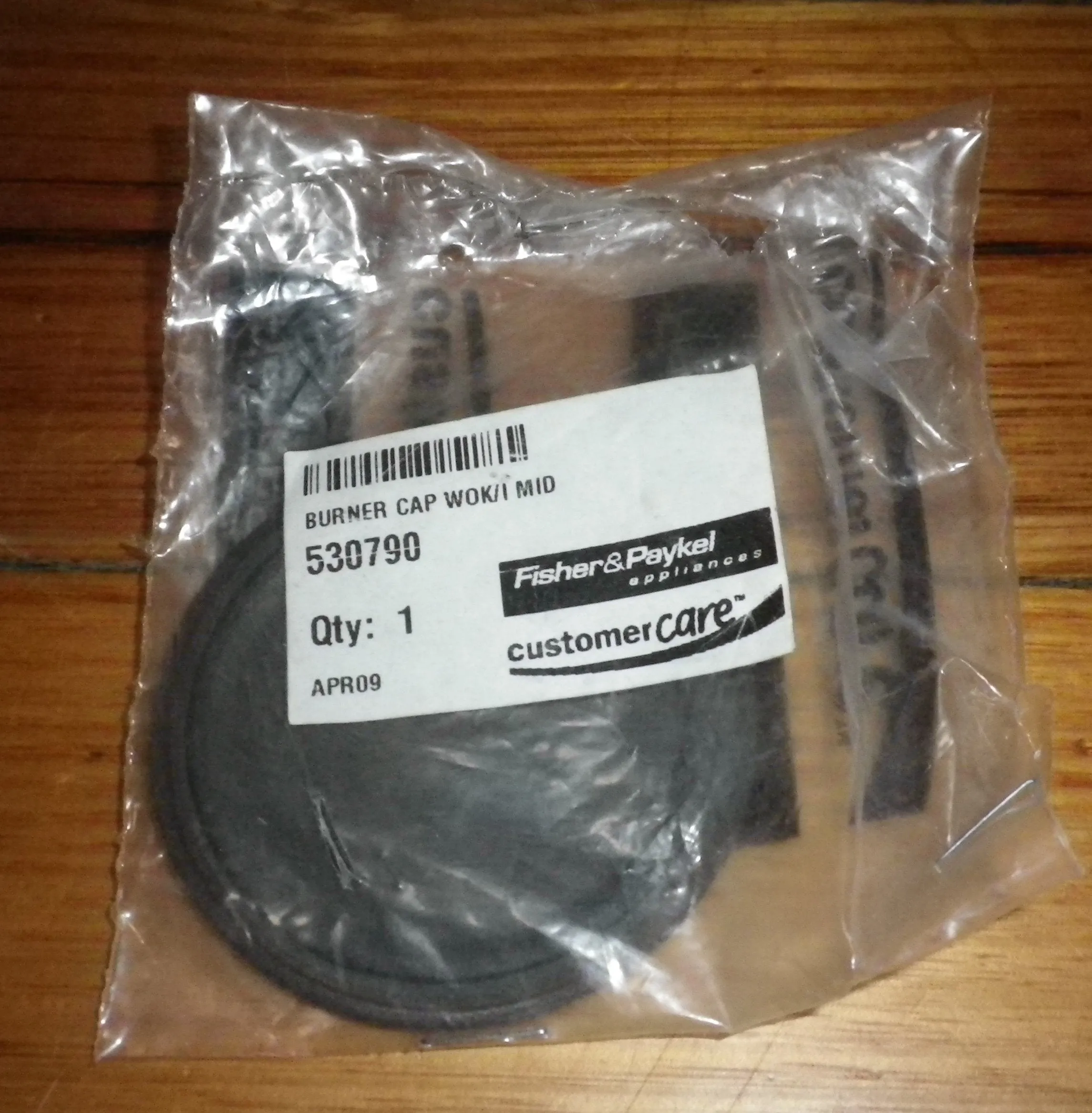 Fisher & Paykel Gas Cooktop Matt Black Wok Inner Burner Cap - Part No. FP530790
