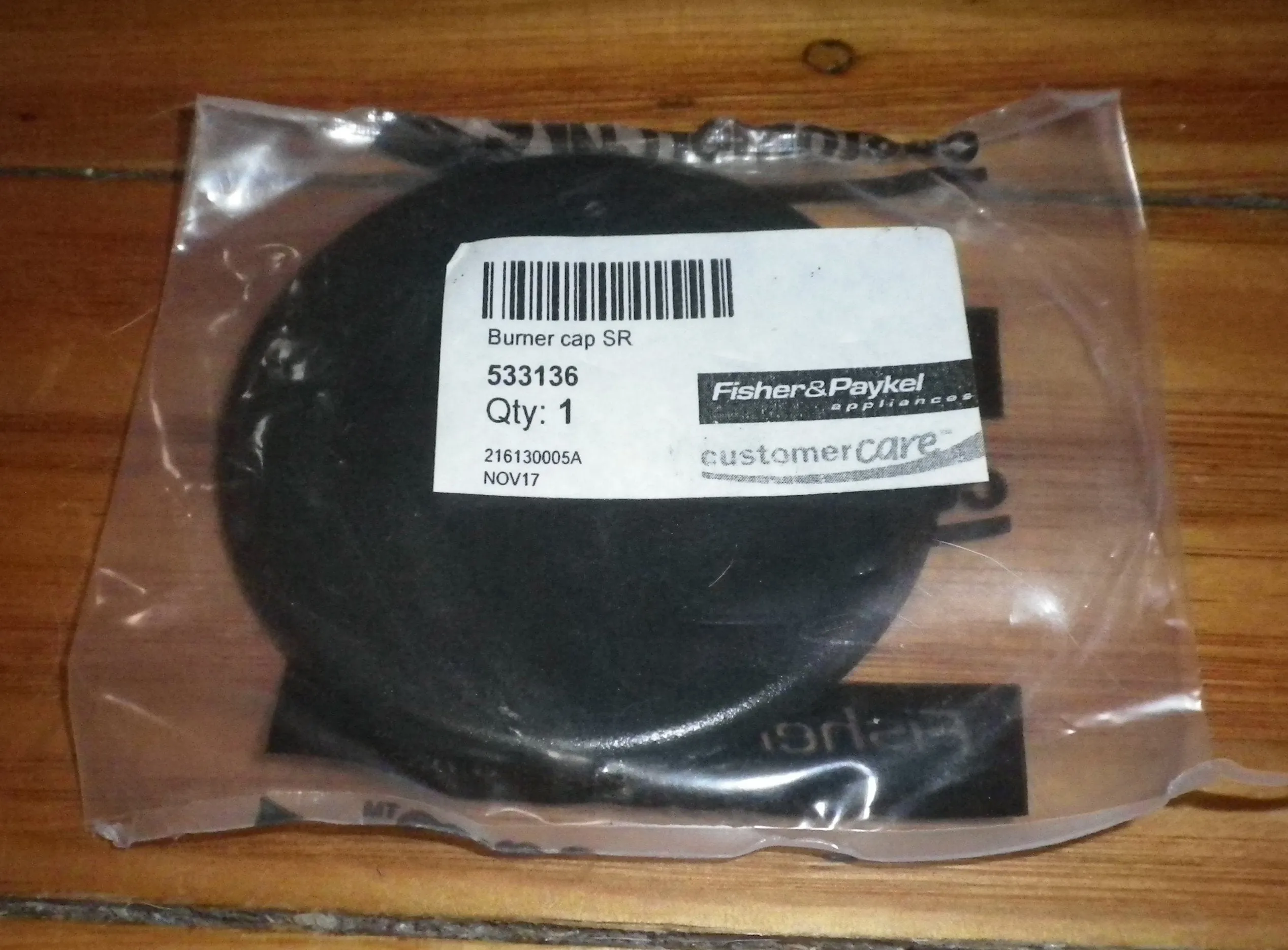 Fisher & Paykel Gas Stove Matt Black Large 75mm Burner Cap - Part No. FP533136