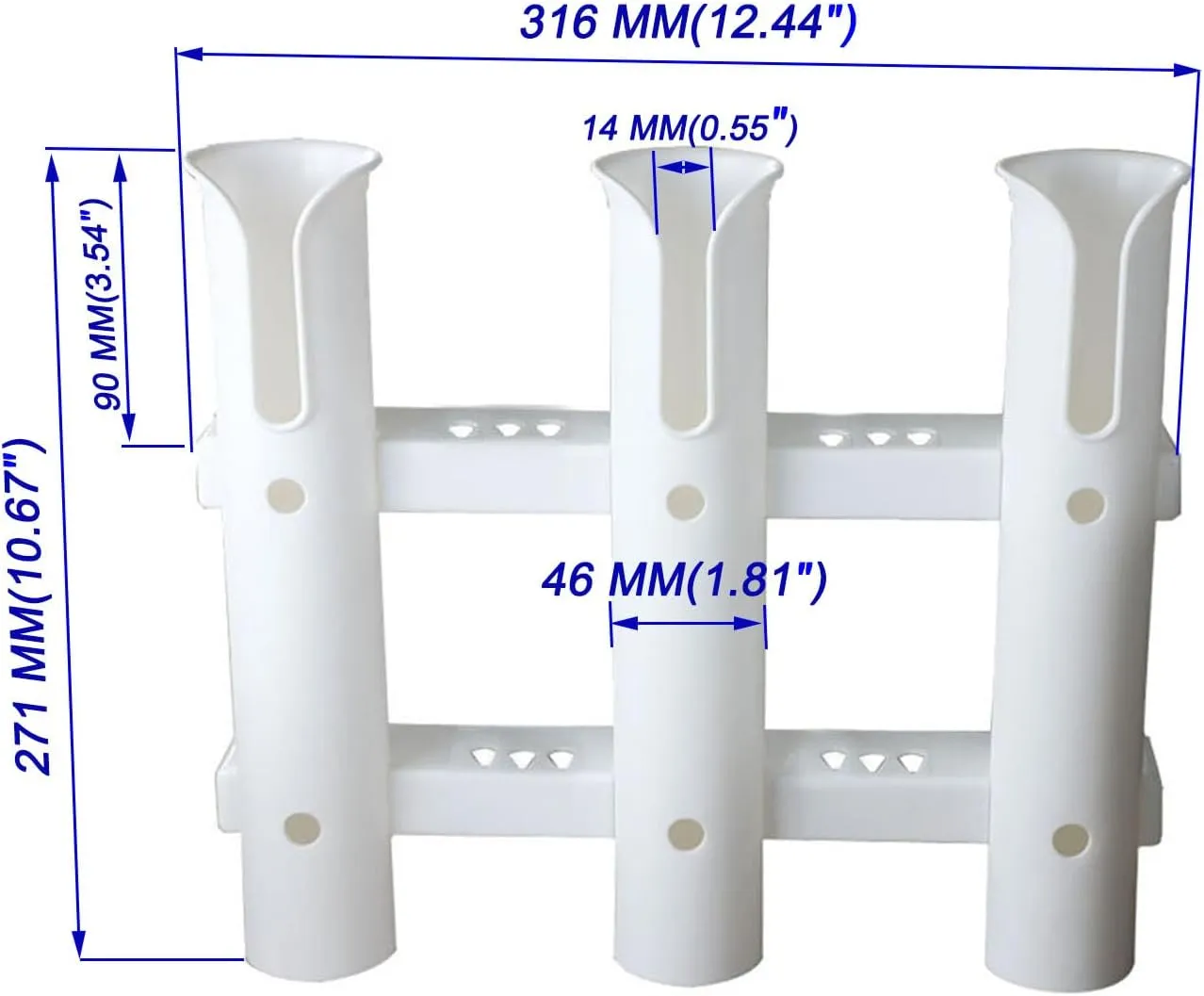 Fishing Rod Holders Racks Bracket,3 Tube Fishing Rod Holders Racks Wall Mounted Rod Holder Portable Fishing Pole Holders for Boats, Garage, Cooler, Trailer (White)
