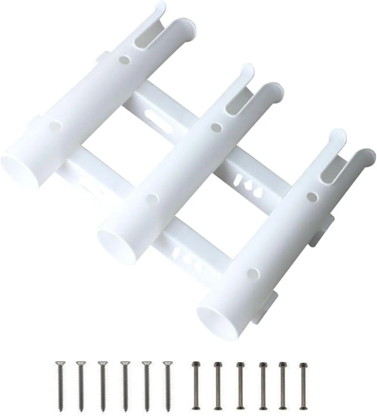 Fishing Rod Holders Racks Bracket,3 Tube Fishing Rod Holders Racks Wall Mounted Rod Holder Portable Fishing Pole Holders for Boats, Garage, Cooler, Trailer (White)