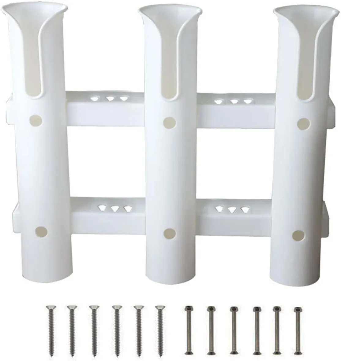 Fishing Rod Holders Racks Bracket,3 Tube Fishing Rod Holders Racks Wall Mounted Rod Holder Portable Fishing Pole Holders for Boats, Garage, Cooler, Trailer (White)