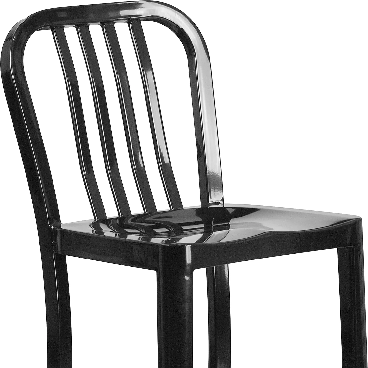 Flash Furniture Gael Commercial Grade 2 Pack 30" High Black Metal Indoor-Outdoor Barstool with Vertical Slat Back